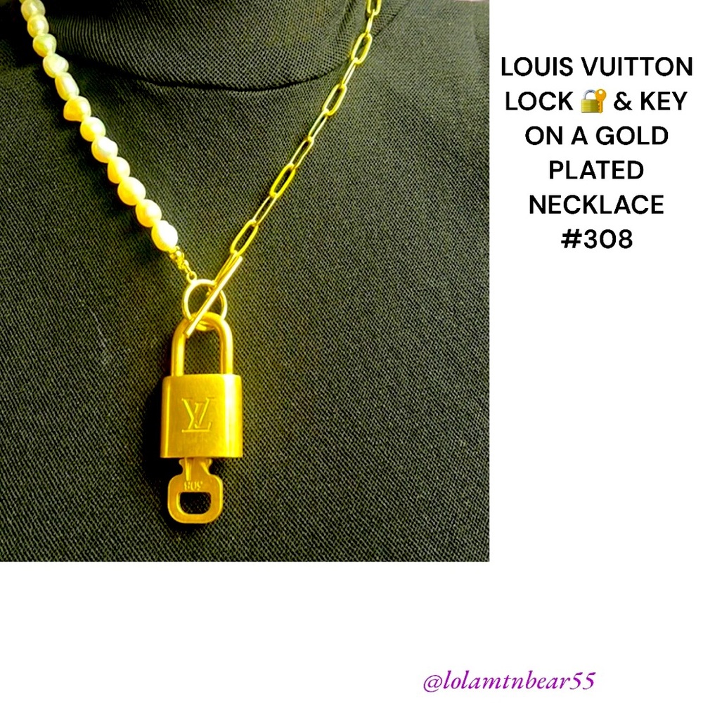 LOUIS VUITTON LOCK & KEY 🔐 ON A GOLD PLATED CHAIN LOCK #308 working key